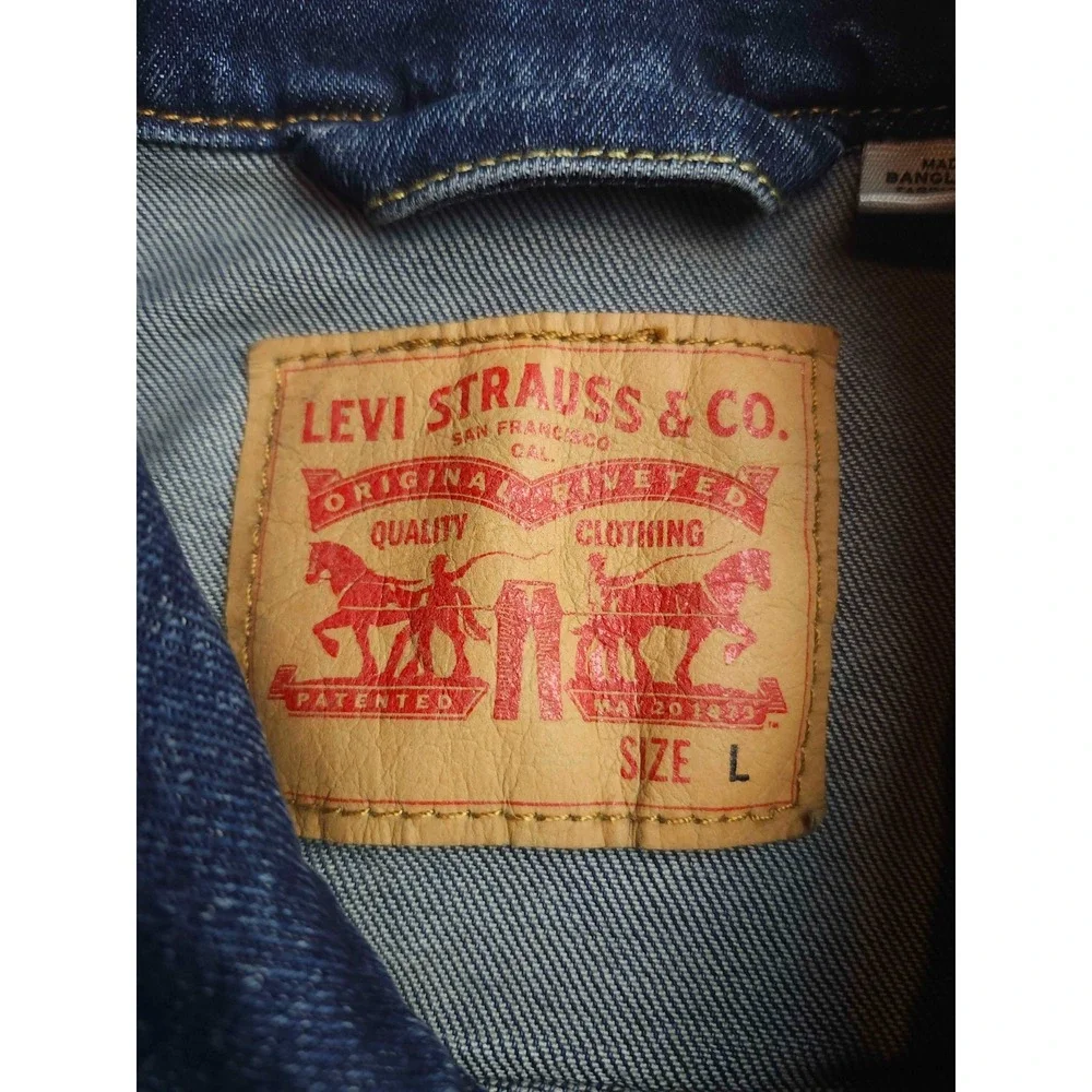 Levi's Trucker Denim Jacket Mens Large Blue Classic Button Front Long Sleeve